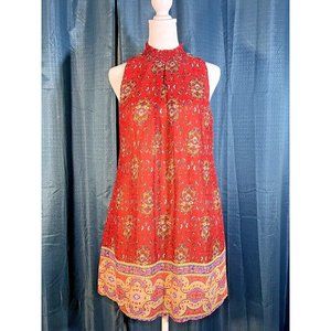 SPEECHLESS fully lined red turtle neck sleeveless dress SZ XS multicolor